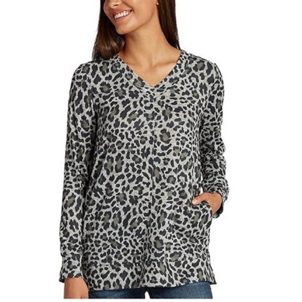 Ellen Tracy Leopard Print Pocket Tunic Women's XL